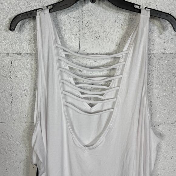 Salt + Cove JRs Strappy Plus Size Tank Dress Swim Cover-Up White 2X - Picture 4 of 5